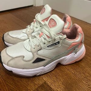 Adidas Falcon Sneakers (White and Light Pink)
